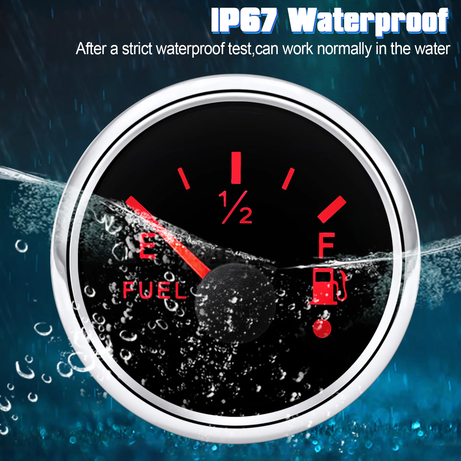 Jauge De Niveau De Carburant 52mm 0-190 Ohm 240-33 Ohm, Compteur De Réservoir De Carburant, Rétro-éclairage Rouge Avec Alarme Universelle Pour Voiture Marine RV Yacht 12V 24V