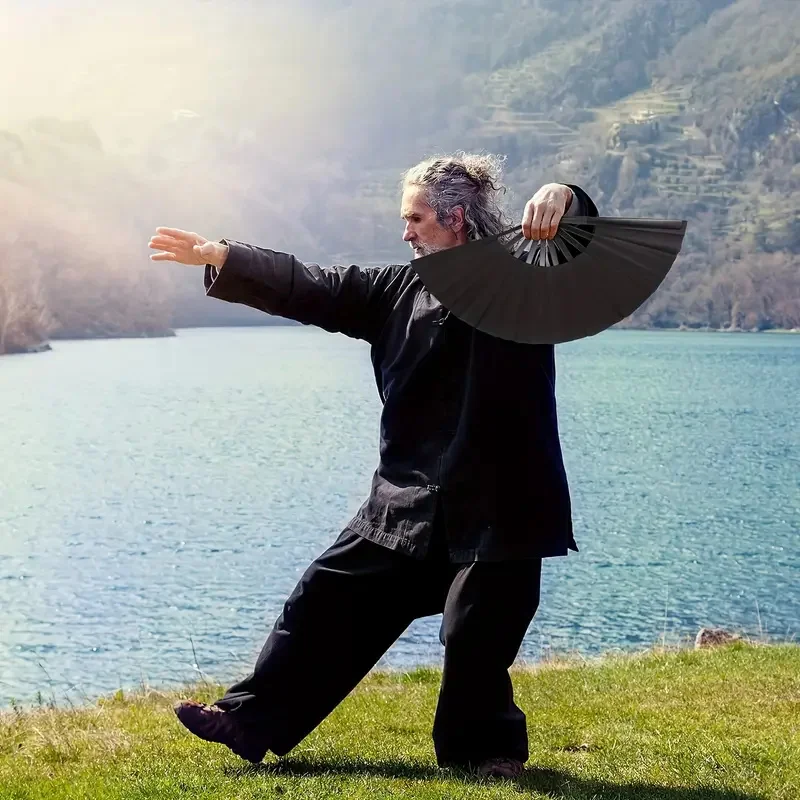 Large Kung Fu Sound Fan Plastic Bone Martial Arts Performance Hand Folding Stage Fan Opera Magic Props Summer Cool Fans