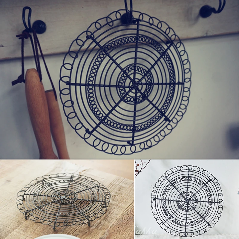 Vintage Round Iron Bread Rack Pan Baking Cake Cooling Tray for European BBQ Cookies