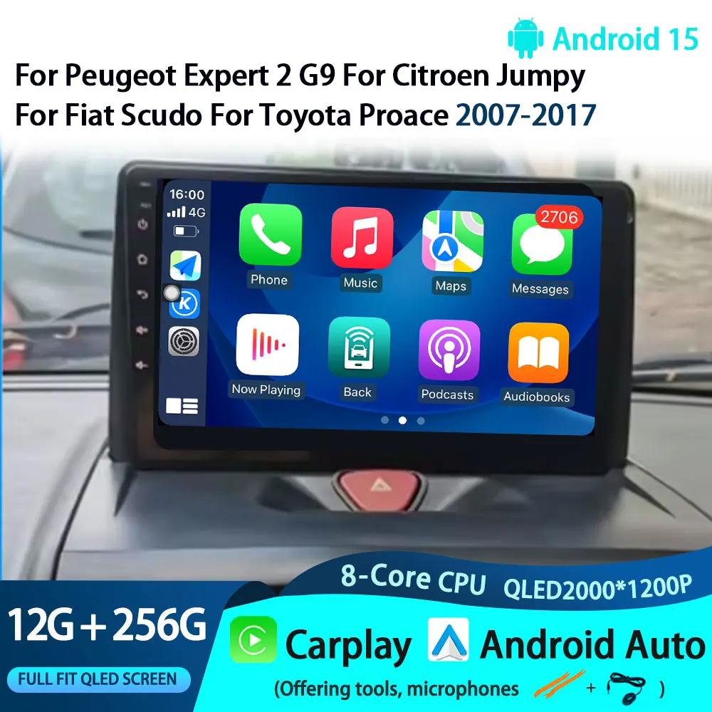 Auto Radio Carplay Für Peugeot Expert 2 G9 Für Citroen Jumpy Für Fiat Scudo Für Toyota Proace 2007-2017 navigation GPS Keine 2din 4G