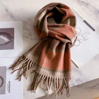 100% Pure Wool Scarf Women's Versatile High-end Plaid Shawl Gift for Elderly Mothers Winter Warm Knitted Fashionable Neck Warmer