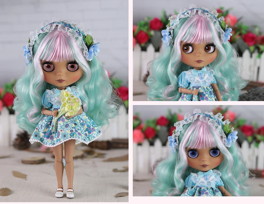 Felicity – Premium Custom Neo Blythe Manika na may Multi-Color na Buhok, Maitim na Balat at Matte na Cute na Mukha 18