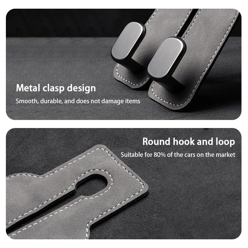 SEAMETAL Quality Car Headrest Hook Premium Suede Rear Seat Hanging Dual Hook 20KG Large Load-Bearing Alloy Hook Hanger Universal BEST SELLERS