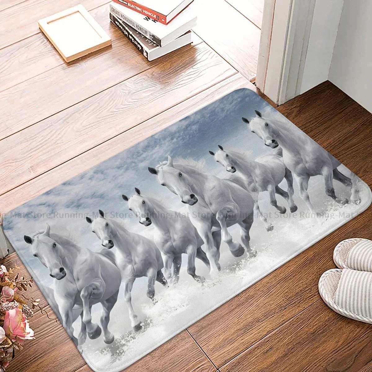 Cavalli Al Galoppo Bagno Tappeto Antiscivolo Cielo Blu Tela Soggiorno Tappetino Porta D'Ingresso Zerbino Pavimento Decor Tappeto