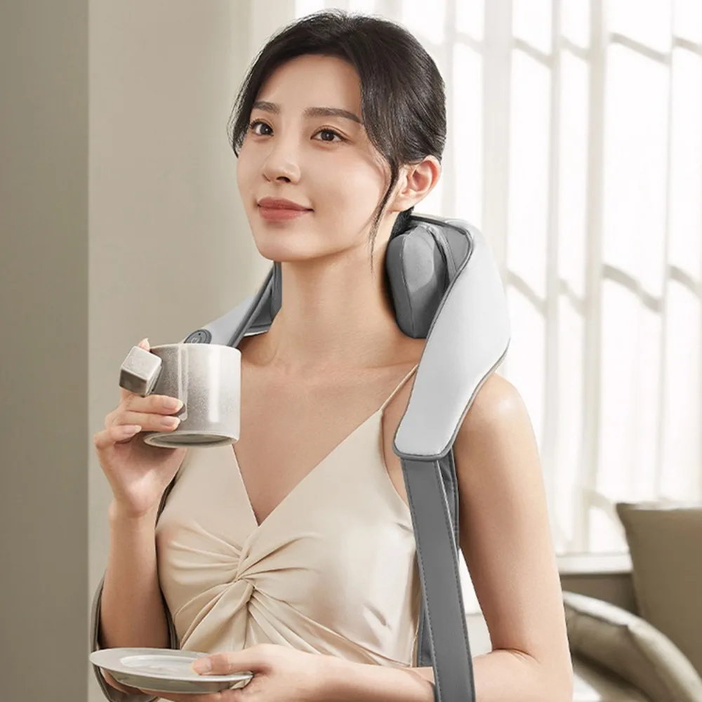 FODRK Electric Neck And Back Massager Wireless Neck And Shoulder Back Massage Shawl Kneading Massage Pillow Trapezius Neck