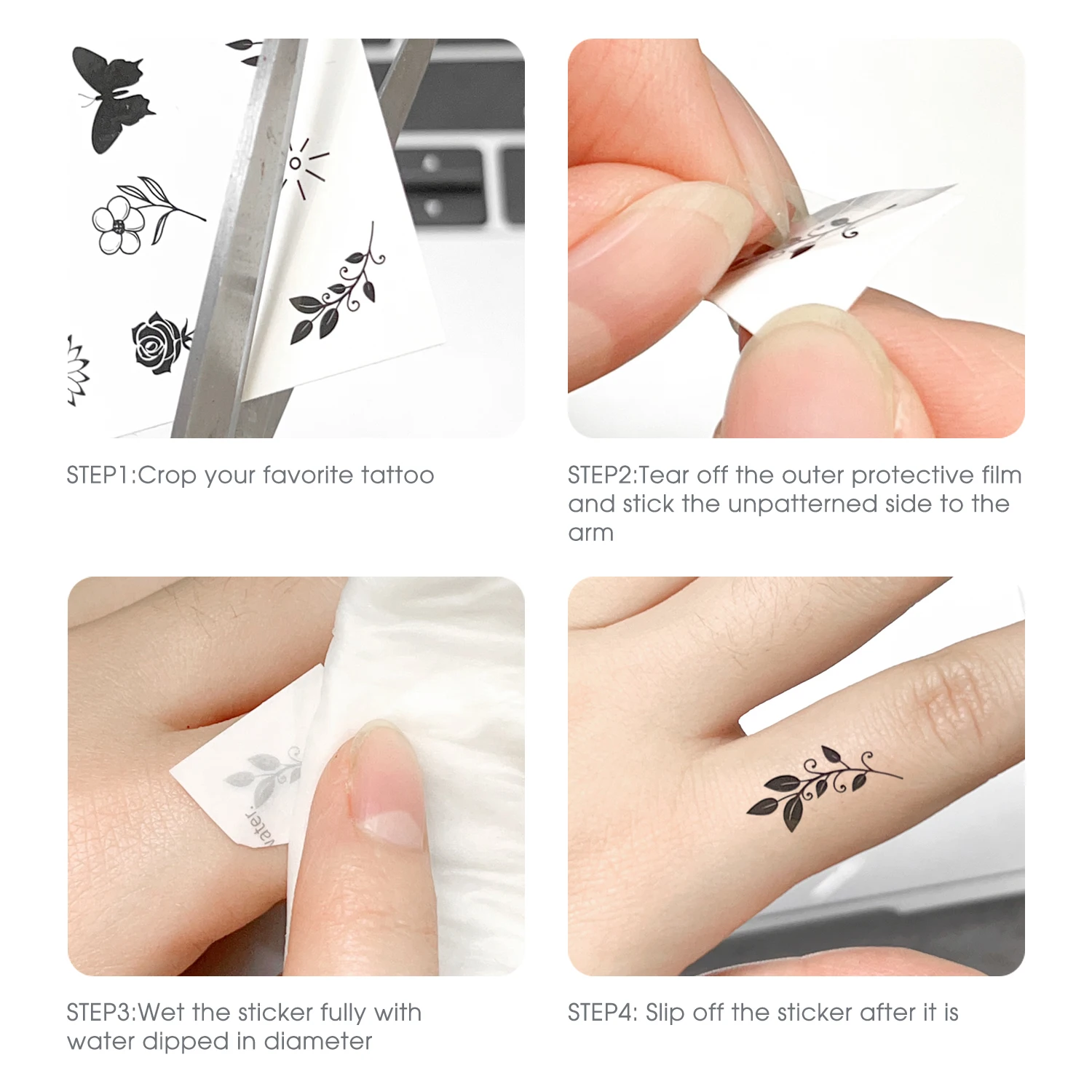 Waterproof Finger Tattoo Stickers Long-lasting Black Series Finger Wrist Temporary Tattoo Stickers Small Pattern Art DIY Tattoos
