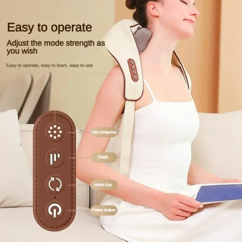 Neck Shoulder Massager Deep Tissue Shiatsu Back Massagers with Heat for Pain Relief Electric Kneading Squeeze Muscles Massage