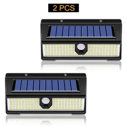 Enhanced Solar LED Outdoor Garden Wall Lamp - 190 LED, Waterproof with Motion Sensor and 4 Lighting Modes (2pcs)
