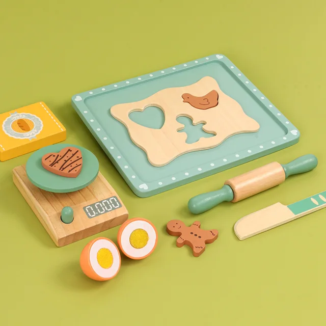 Kids Baking Pretend Toy Wood Role Play Biscuit Cookie Set Montessori  Educational Kitchen Toys - AliExpress