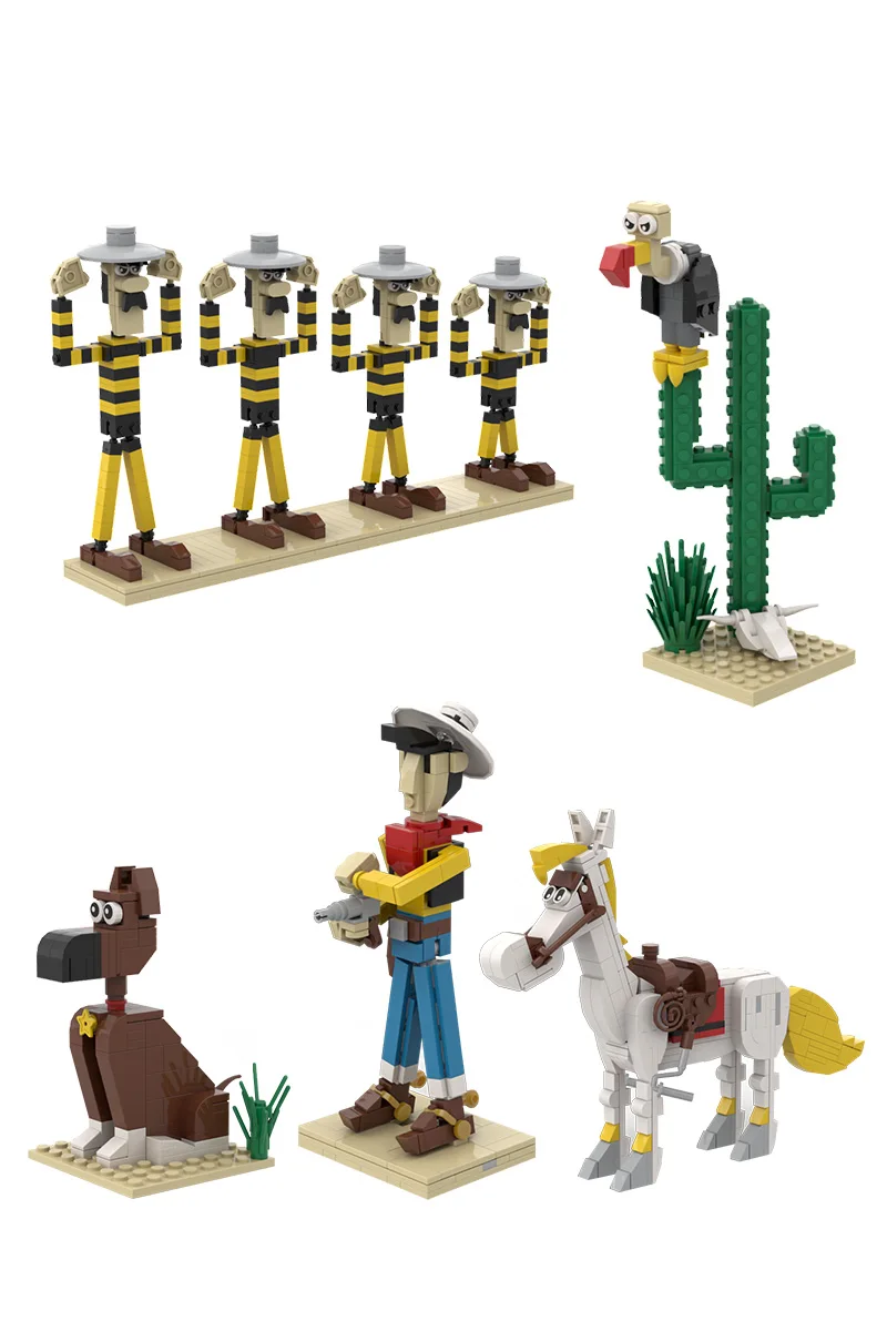 MOC Glück Luke Comic Bausteine Dalton Figur Wüste Kaktus Nette Rantanplan Jolly Jumper Tier Ziegel Spielzeug Kind Geschenk – Detail 2