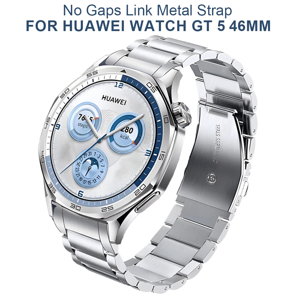 No Gaps Link Bracelet For HUAWEI WATCH GT 5 46mm Metal Stainless