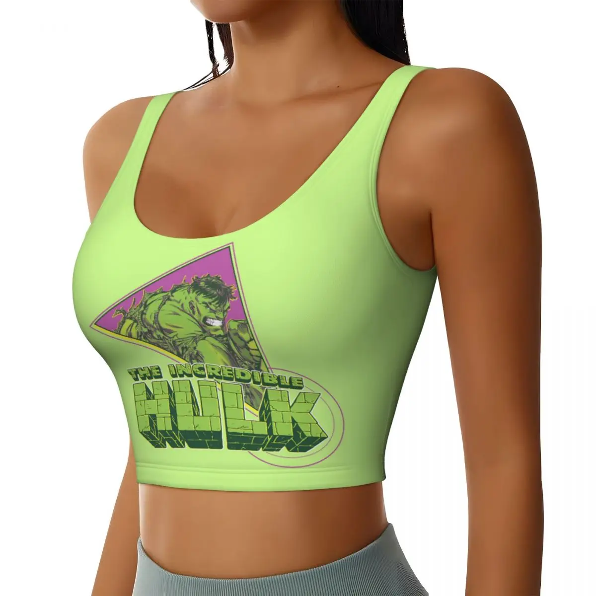 The Incredible Hulk Workout Crop Tank Tops for Women Seamless Cartoon Yoga Running Sports Bras