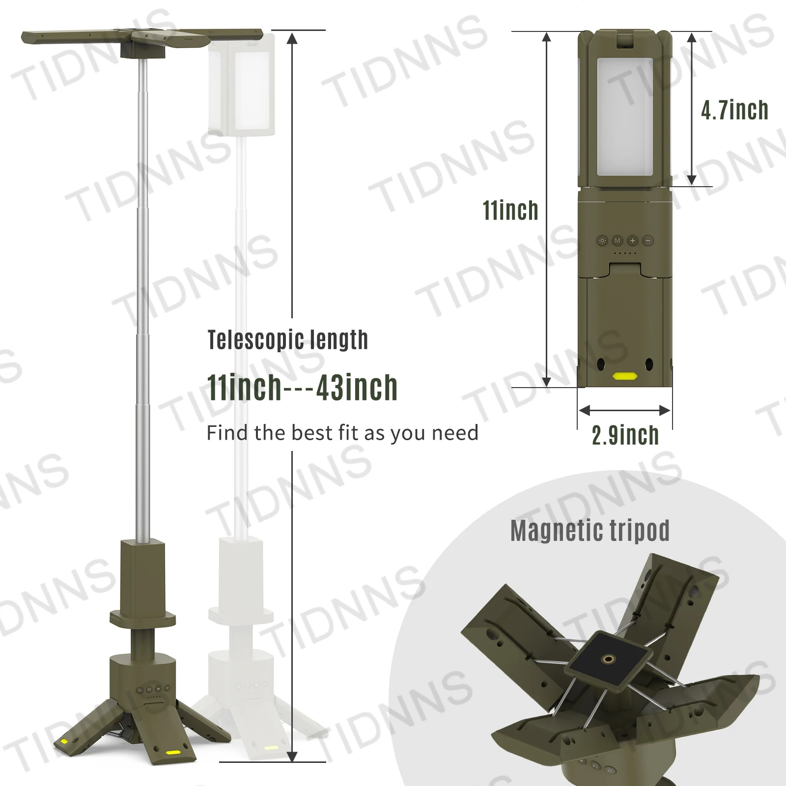 Lampada Da Campeggio Telescopica Ricaricabile 14000 MAh – 6000 Lumen, Impermeabile IPX5, Magnetica, Con 4 Teste Regolabili - 3