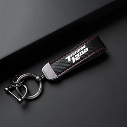 Yamaha Super Tenere Carbon Fiber Textured Leather Keychain (Red TENERE 1200)