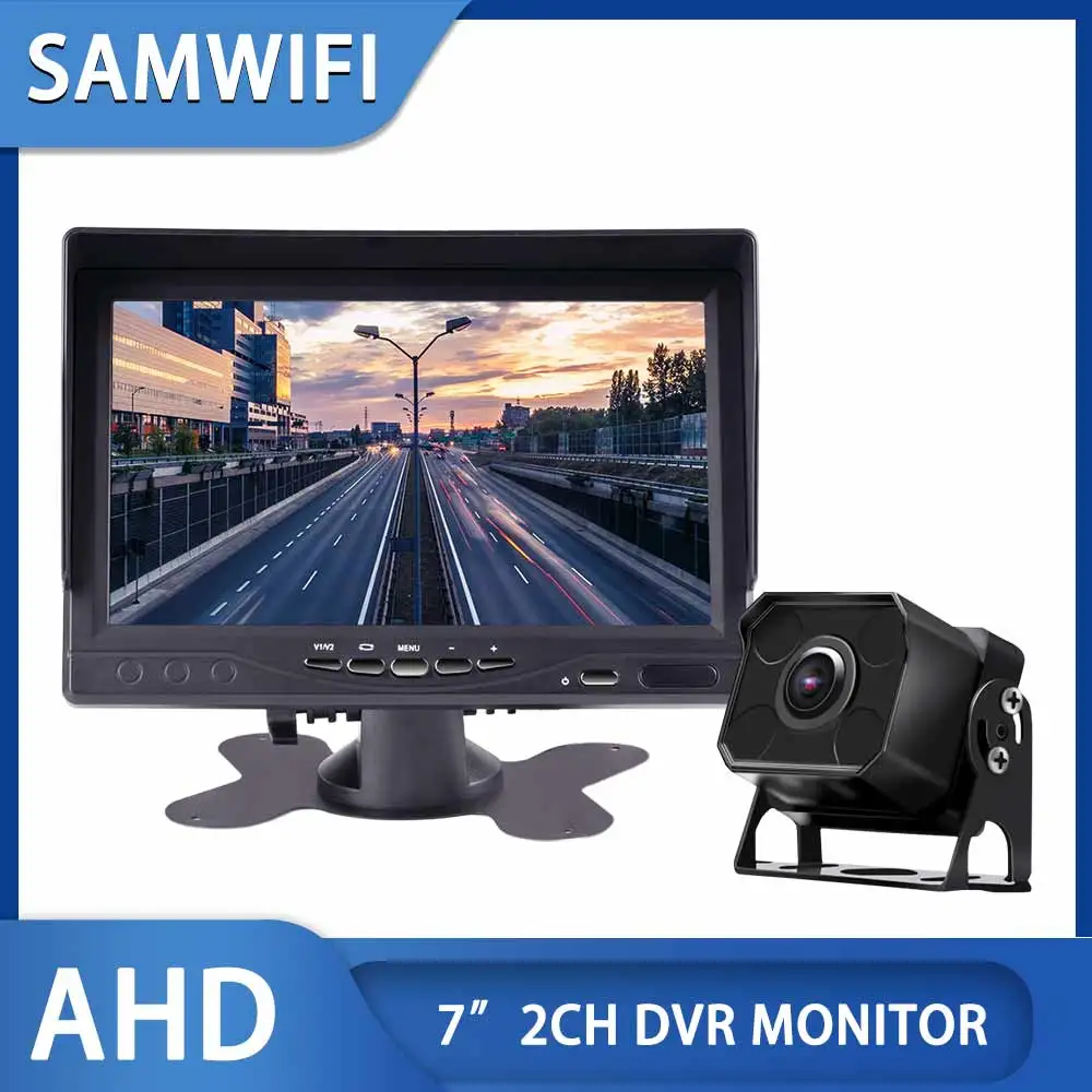 

2CH 7inch 1920*1080P IPS Screen Car Truck Bus AHD DVR Monitor With Digital Video Recorder For Front Rear Reverse Backup Camera