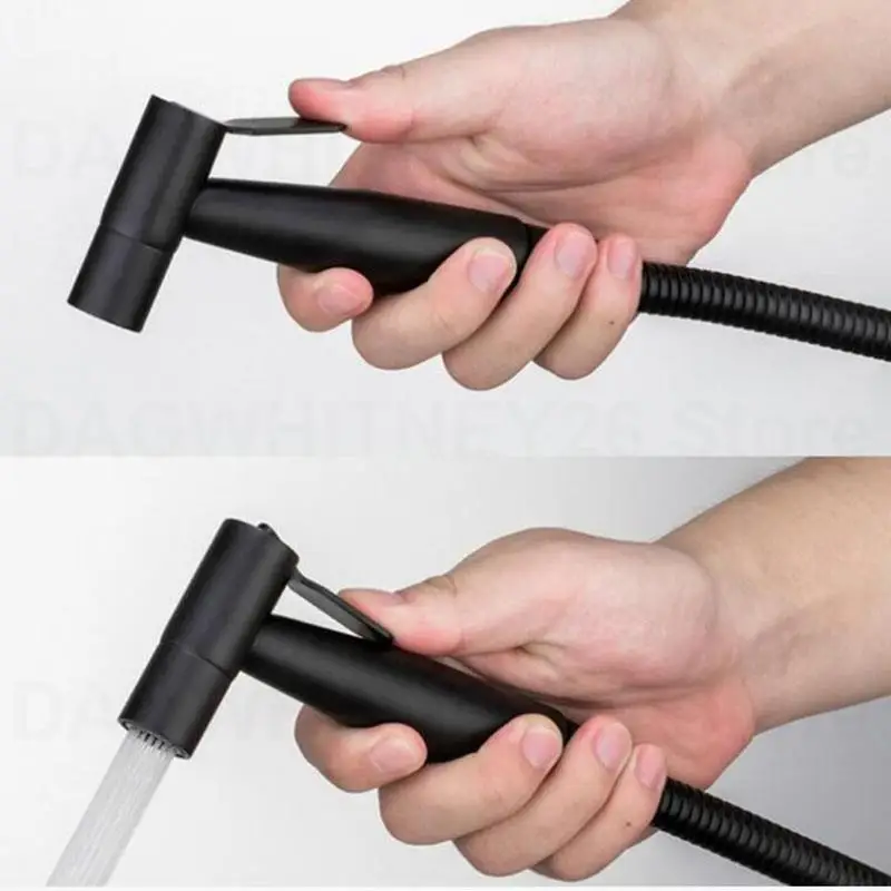 Description Picture 4 of itemprotable Hand Toilet bidet Sprayer Gun shower head Black Faucet Stainless Steel wc Bathroom water hose holder Self Cleaning U26