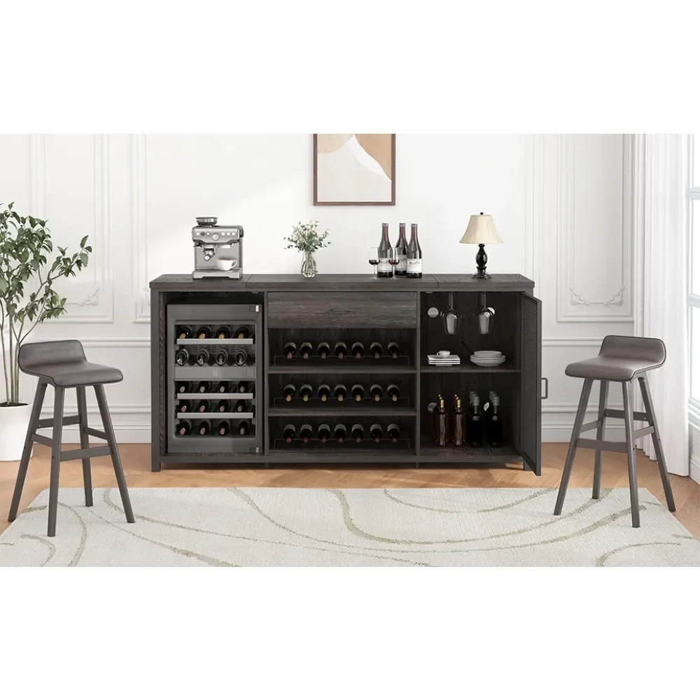 Bar Cabinet with Fridge Space, Liquor Cabinet with Drawers , Wine Rack, Sideboard Buffet for Kitchen Dining Room