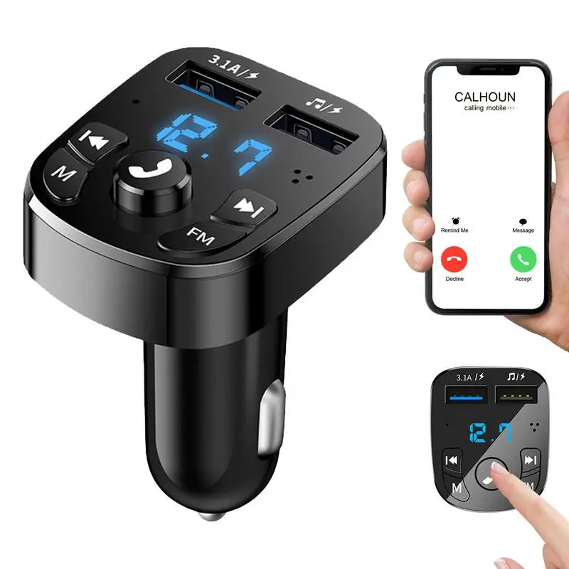 

Car FM Transmitter Dual Ports USB Charger Car MP3 Player Car Music Player Radio Receiver Hands-Free Calling Car Charger