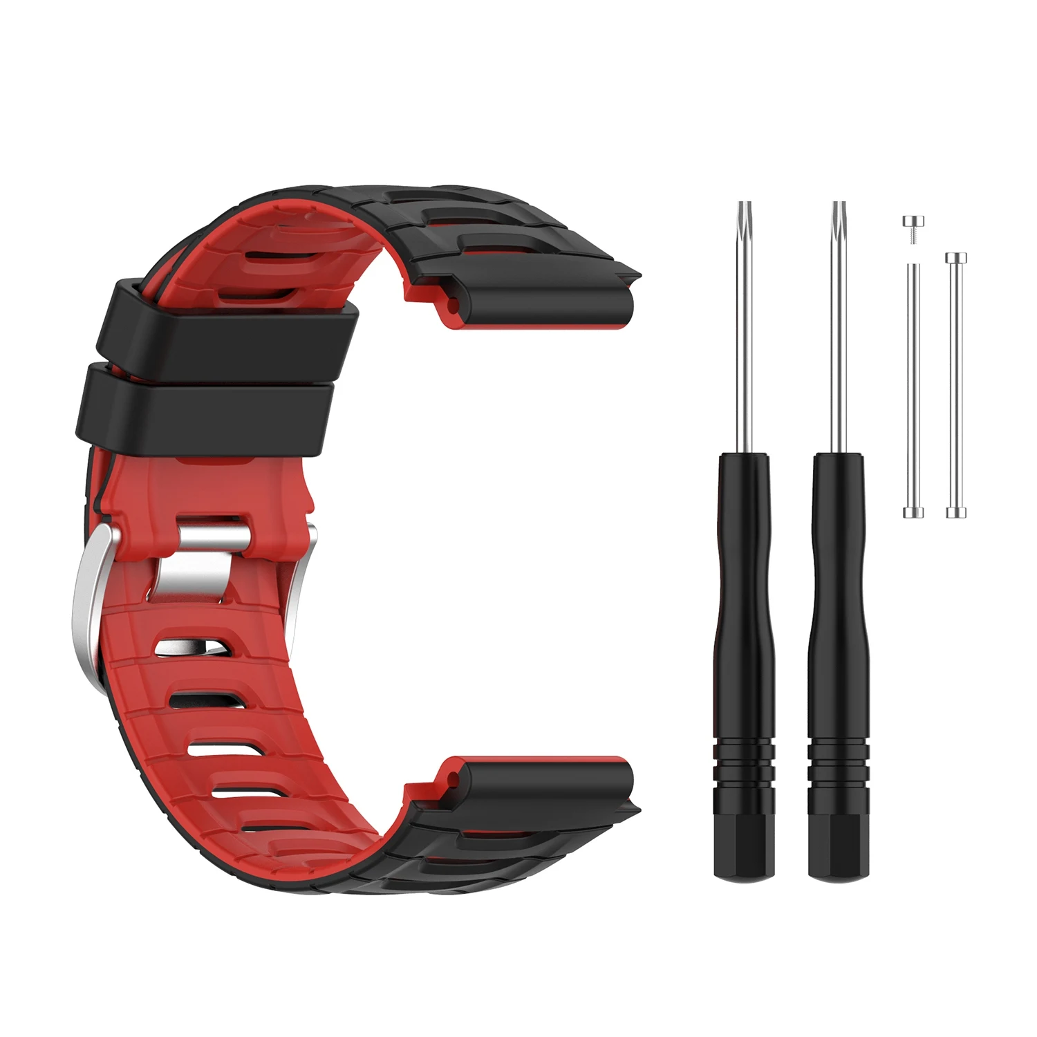 

Ремешок силиконовый для наручных часов, сменный Браслет для Garmins Forerunner 920XT с серебром + Универсальный нож, черный + красный