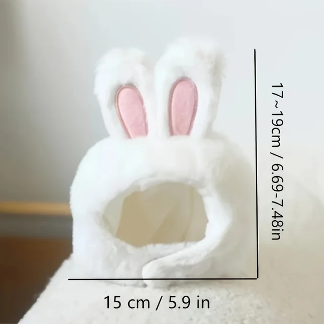 1pc Bunny Ears Cat Hat Themed Pet Costume Knit Fabric Set Comfortable Polyester Pullover Headwear for Cats & Small Dogs 3