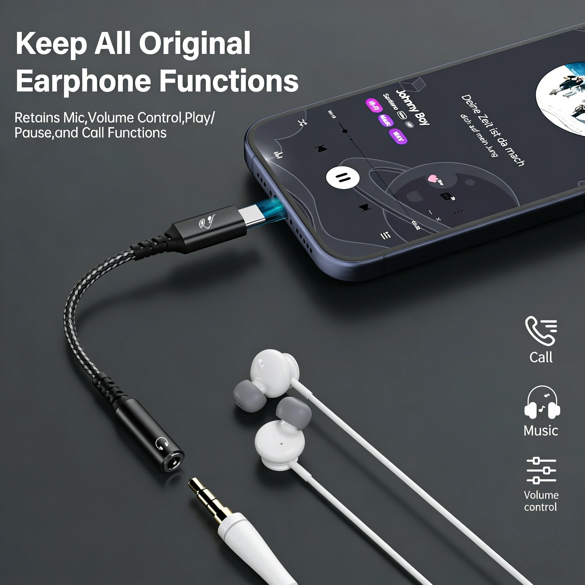 Premium USB-C to 3.5mm Headphone Adapter - Hi-Fi Audio Quality