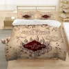 Marauders Map Four Magic College 3PCS Duvet Cover Sets  Cartoon Bedding Set Sheet Children Room Bed Sheet Pillow Case 1
