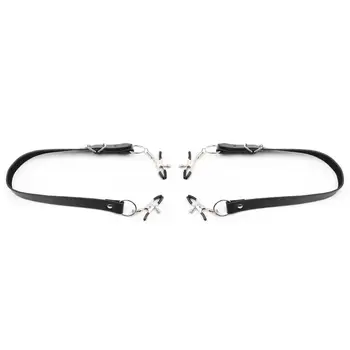 BDSM Bondage Restraint Wrap Around Thigh Spread Labia Spreader Straps With Vagina Clamps,Humiliation Play Nipple Clamps Roleplay 3