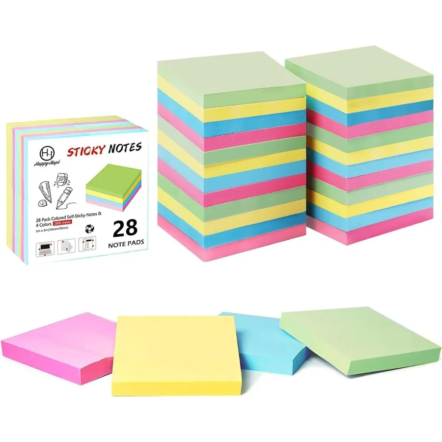 Bulk Colored Sticky Notes 3x3 Inch Pads