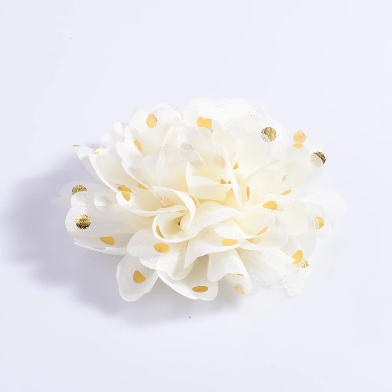 10 Stück 10 cm große dekorative Chiffon-Blumen für Hochzeiten, Verzierung, Stoffblumen mit goldenem Punkt für festliche und Partyzubehör – Detail 13