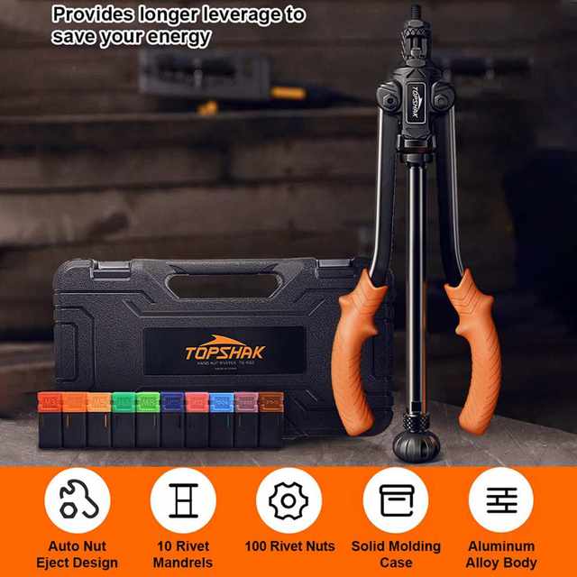 TOPSHAK RG2 Rivet Nut Riveter Doublehandled Ram Tool Automatic