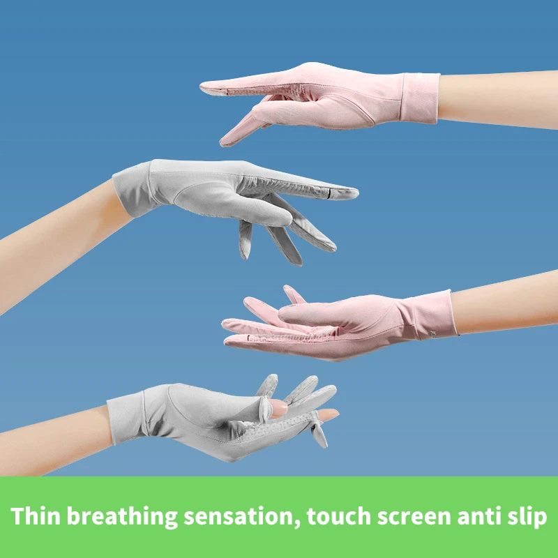 

Summer Ice Silk Sunscreen Gloves Women Outdoor Driving Riding Non-Slip Breathable Thin Gloves Open Finger Can Touch Screen