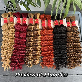 Nabi Boho Braids Human Hair 50g/bundle Deep Wave Hair Bulk Brazilian Human Braiding Hair 6 Bundle full Head for Black Women 1