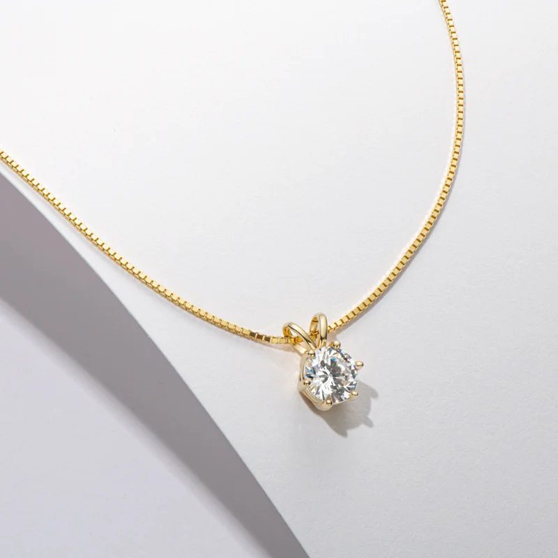 925 Sterling Silver 1ct Moissanite Necklace For Women Diamond Pendant Engagement Wedding Party Gift