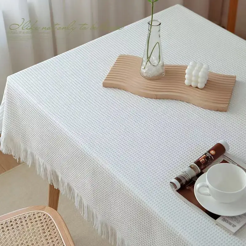 

F110 style milk tea color tablecloth, ins style thickened cotton and linen fabric, high-end feeling, light luxury dining tab