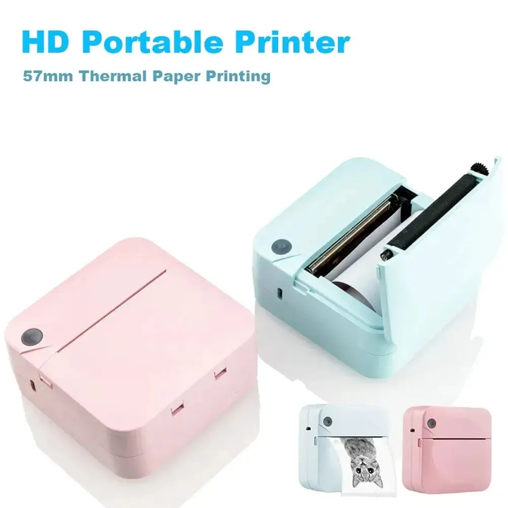 Label Printer Fun Print Portable Thermal Self-adhesive Stickers Photo Printer HD Mini Bluetooth 57*25mm Supplies 2D Label Maker For Phone label printer
