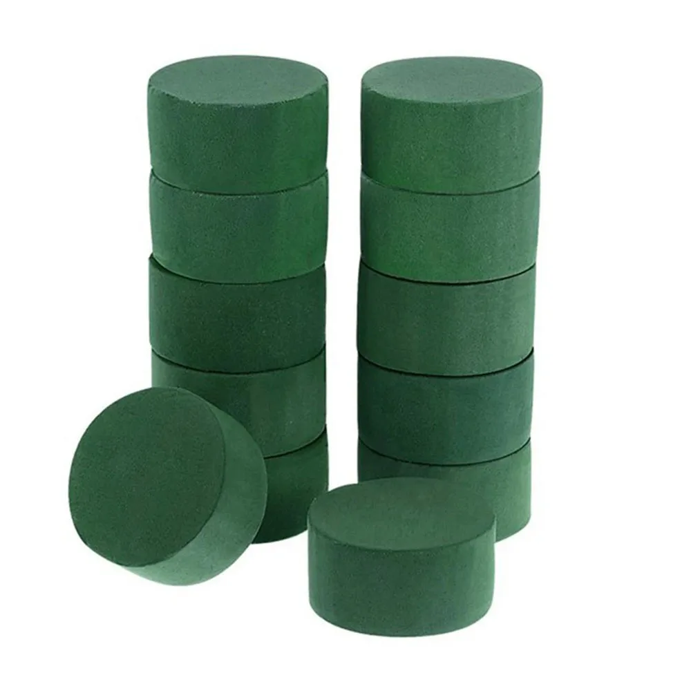 10Pcs Wedding Aisle DIY Craft Floral Arrangement Water-Absorbing Home Garden Green Flower Foam Florist Fresh-Keeping Round Brick