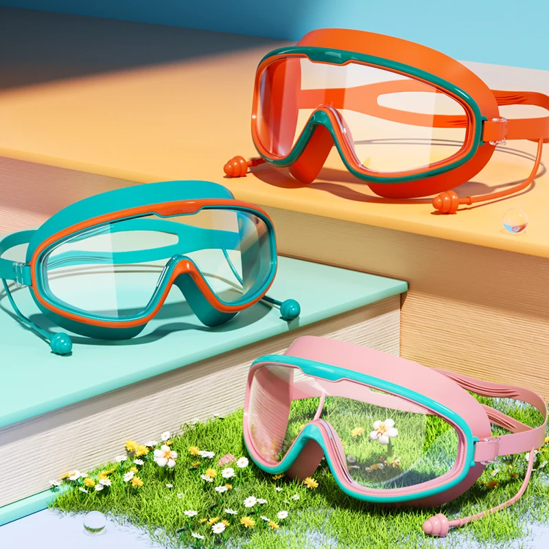 Kids Swimming Goggles Big Frame HD Lens Anti-fog Waterproof Boys Girls swimming goggles children safety goggles