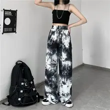 

MINGLIUSILI Vintage Tie Dye Sweatpants Women Korean Fashion Gothic Trousers High Waist Streetwear Baggy High Street Pants