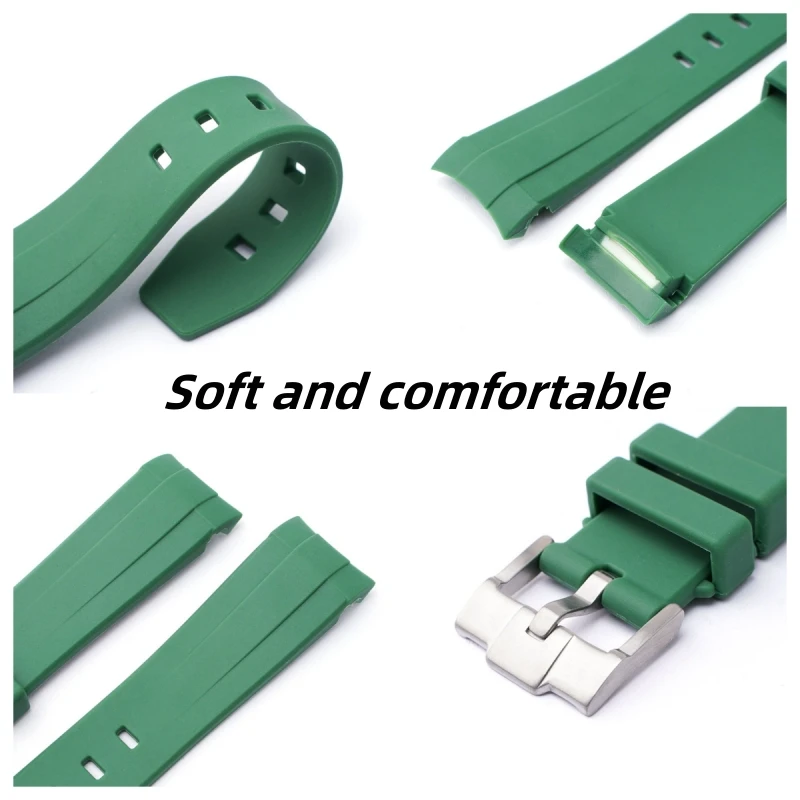 

Черный резиновый ремешок для часов с изогнутым концом, 20 мм, для Rolex Depsea Sea-Dwell er Daytona, водонепроницаемый спортивный браслет для дайвинга