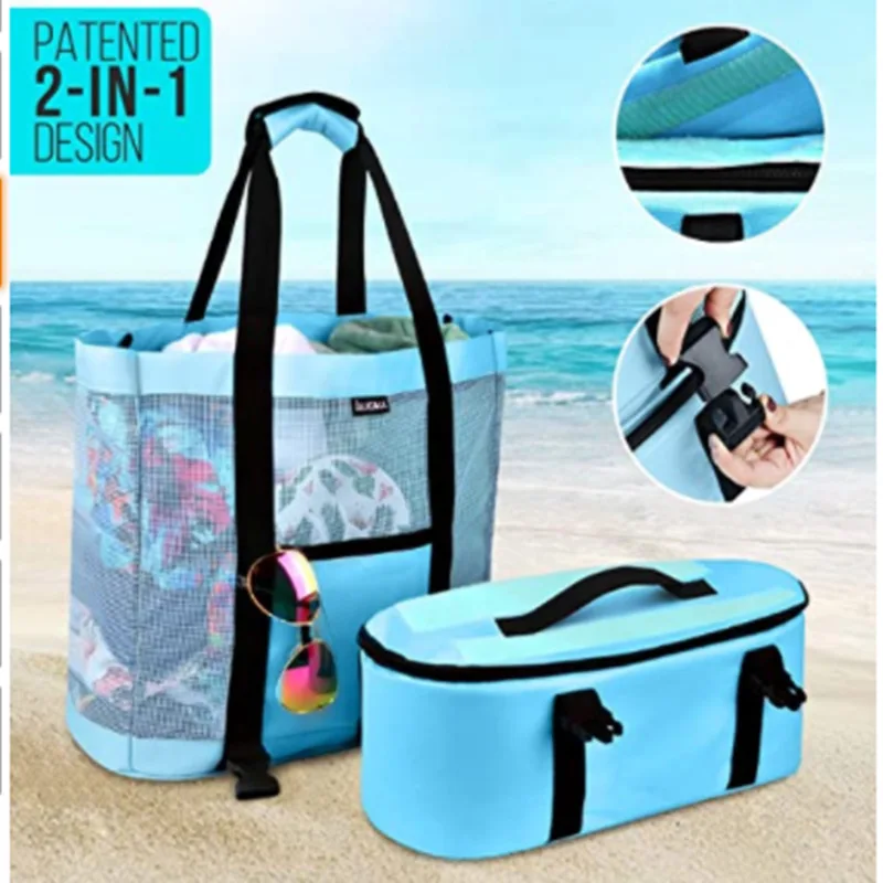 Women Heat Preservation Picnic Beach Bag Mesh Transparent Double-layer ...
