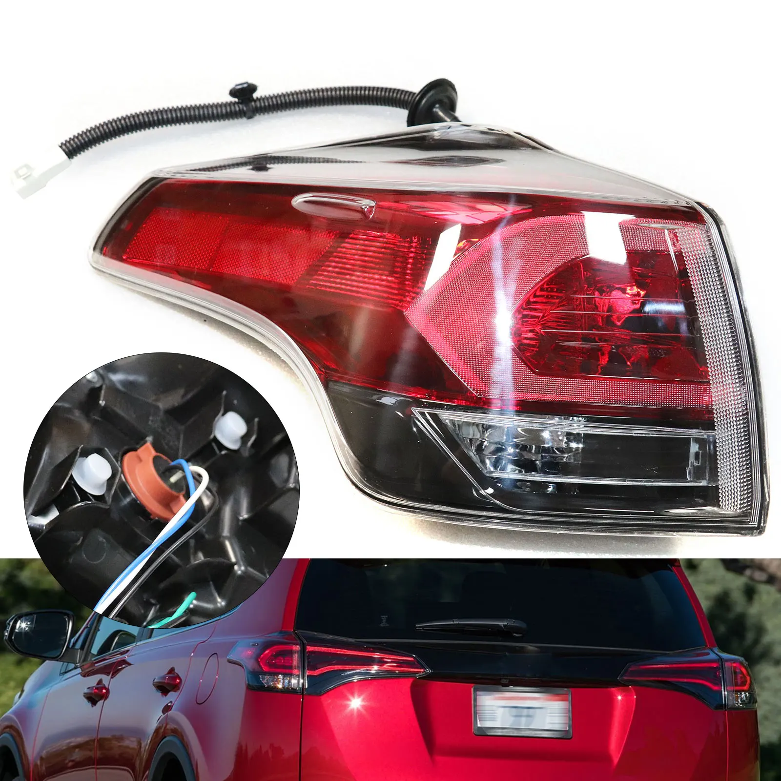 

Car Outer Rear Tail Light Left Side For TOYOTA RAV4 2016 2017 2018 Brake Fog Lamp Accessories Car Warning Running Light