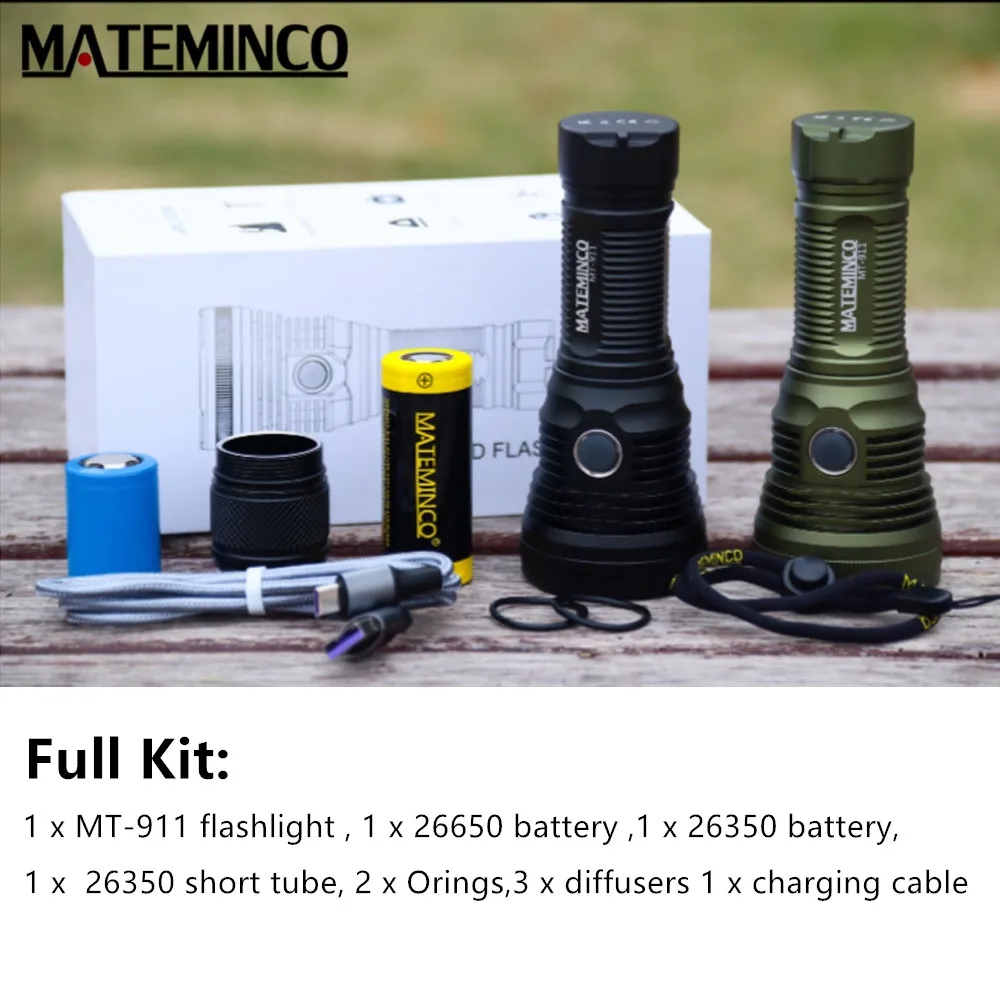 MATEMINCO MT-911 Powerful Tactical Flashlight 6200 Lumens Long Rang 916 Meter USB Type-C Rechargeable Torch Search Rescue Light
