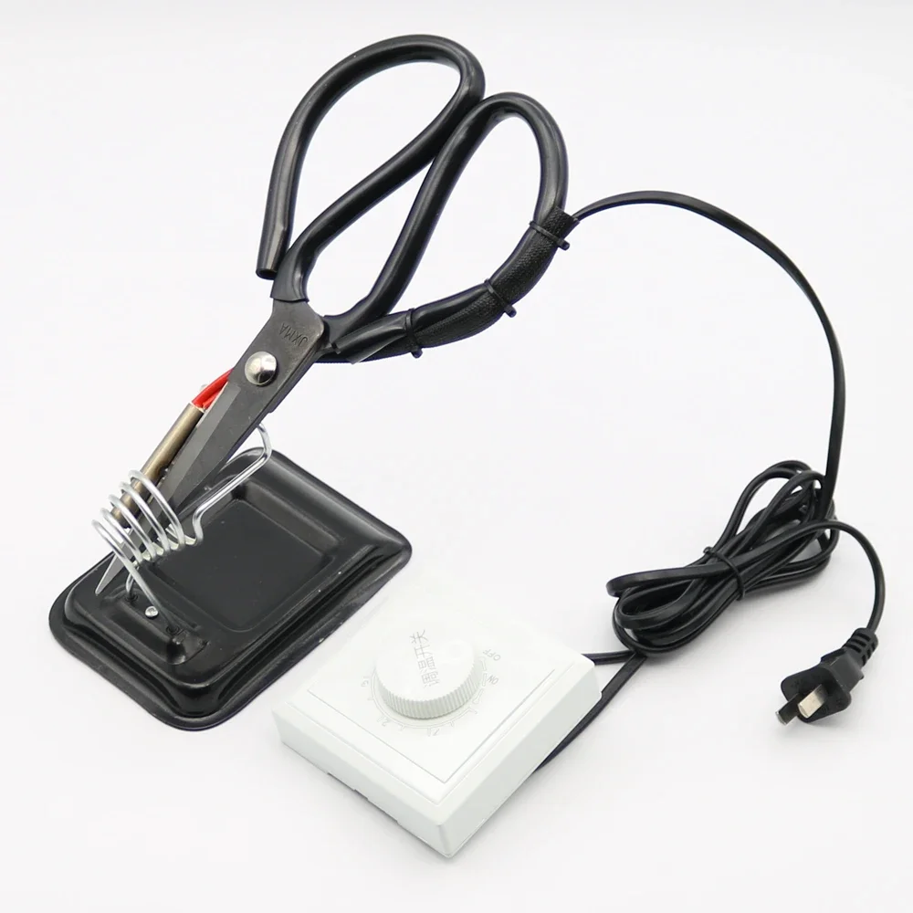 1Pc 220V Adjustable Electric Heating Tailor Scissors with Switch Controller and Stand 2