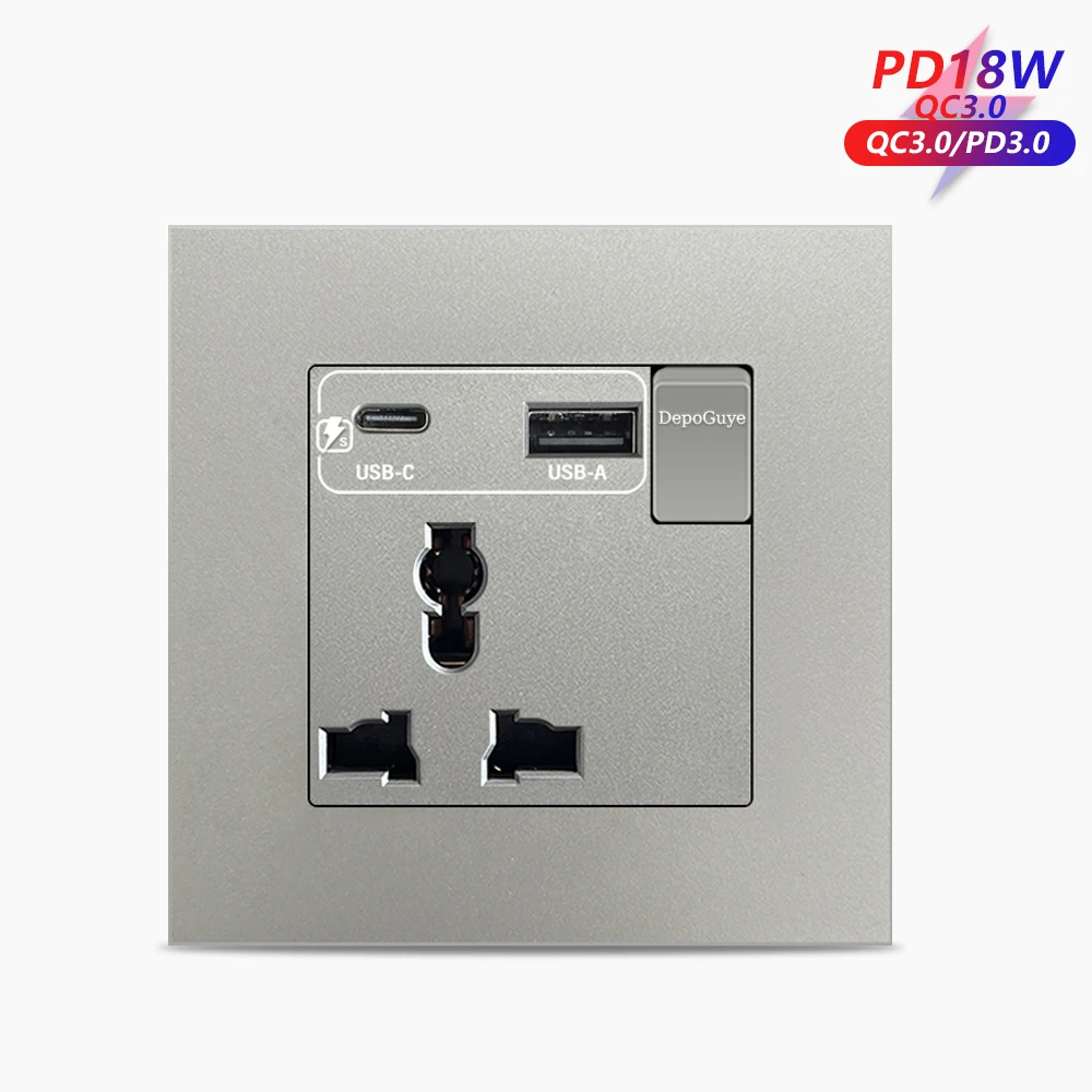 1Gang 3Pin-AC-18W-Gr