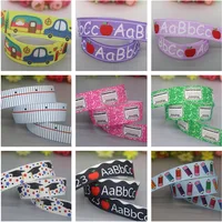 DHK 50yards School Bus Notebook Graduation Pencil Printed Grosgrain Ribbon Decoration Collar DIY Sewing Craft S2611