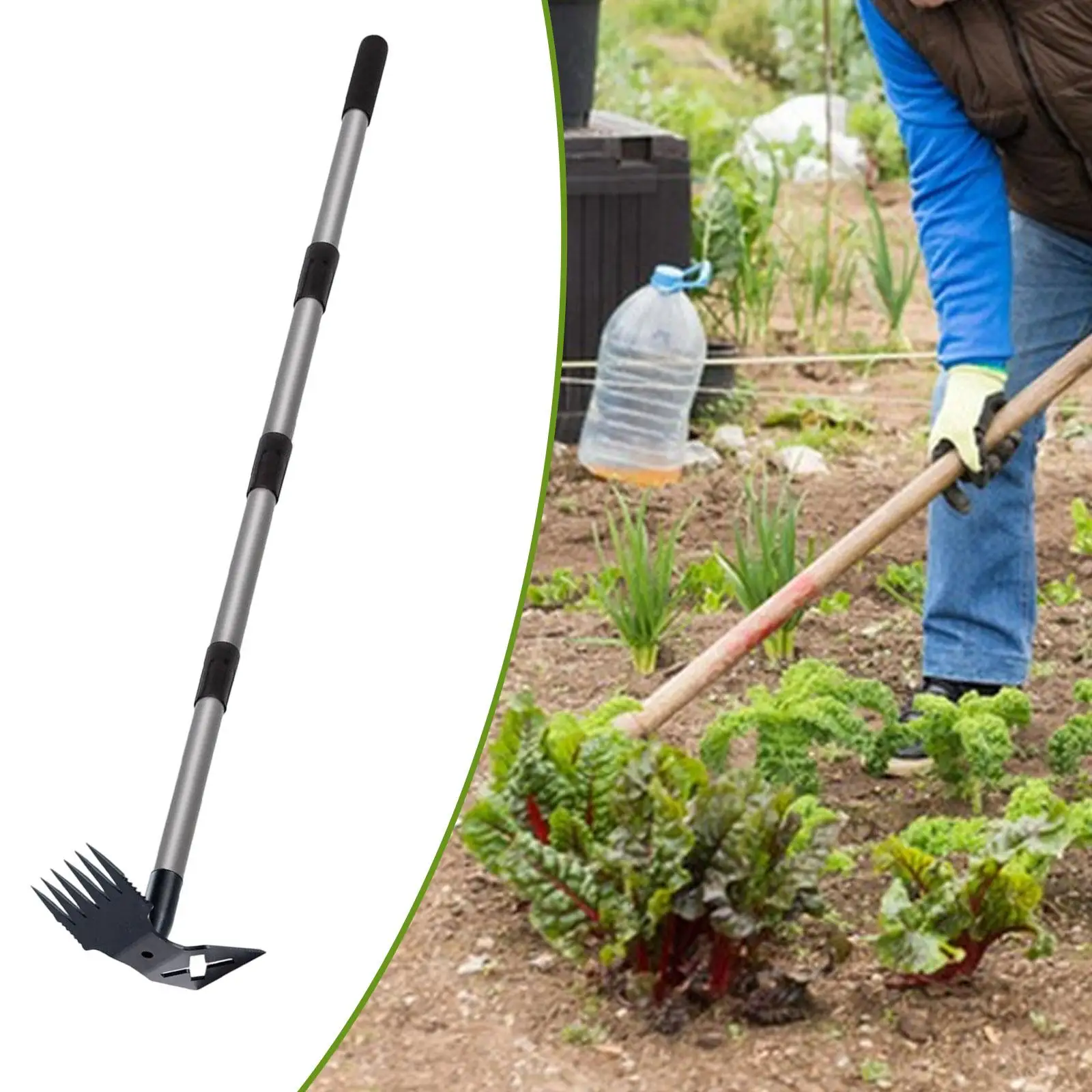 Gardening Garden Hoe Weeding Rake Manual Weeder Tool Easy Assembly Ergonomic Weeds Remover for Soil Loosening Farm Gardening Garden Hoe Weeding Rake Manual Weeder Tool Easy Assembly Ergonomic Weeds Remover for Soil Loosening Farm