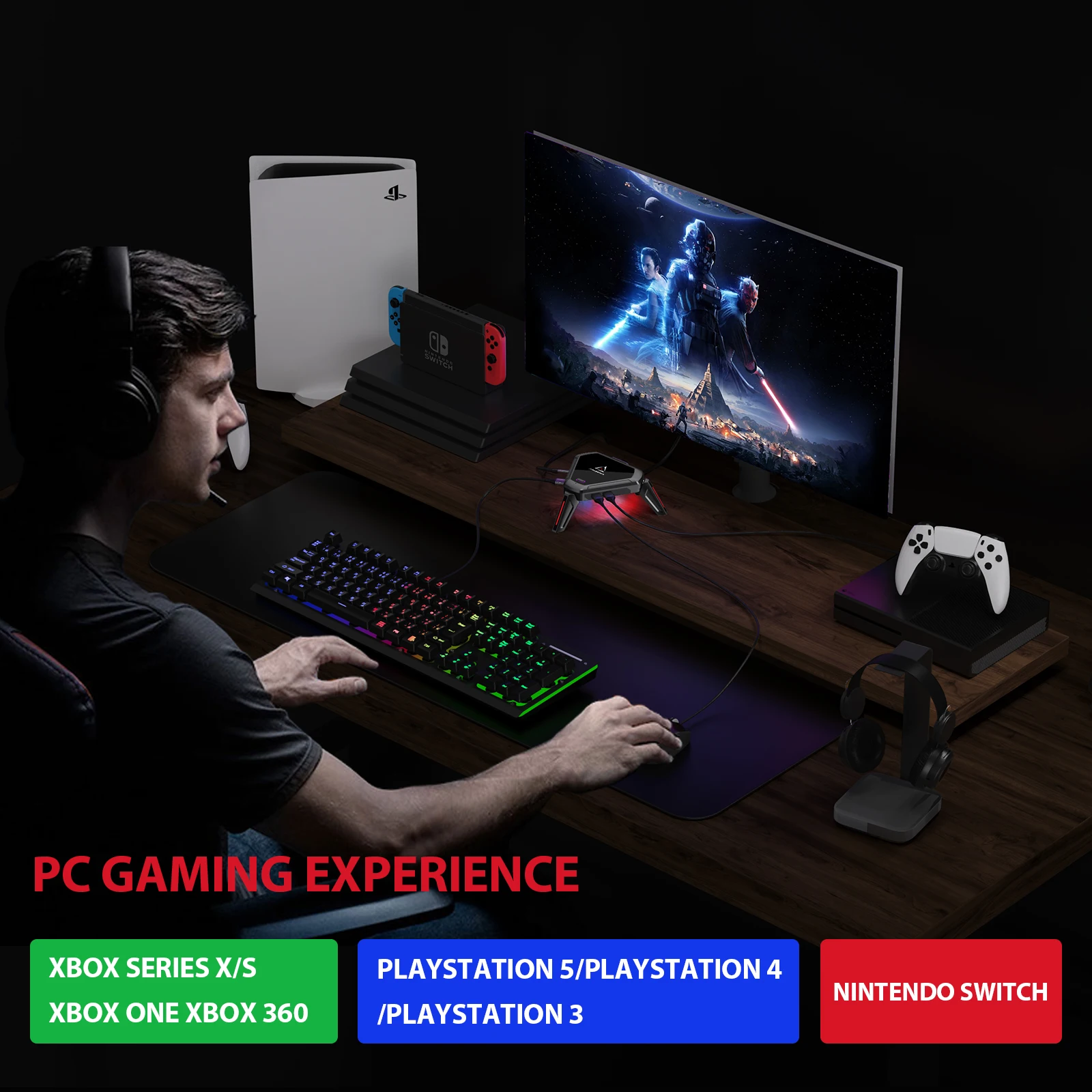 Ű  콺 , RGB Ʈ  ýƮ, PC, 彺, PS4pro, Xbox, ġ  TYPE-C , KM1 PS5