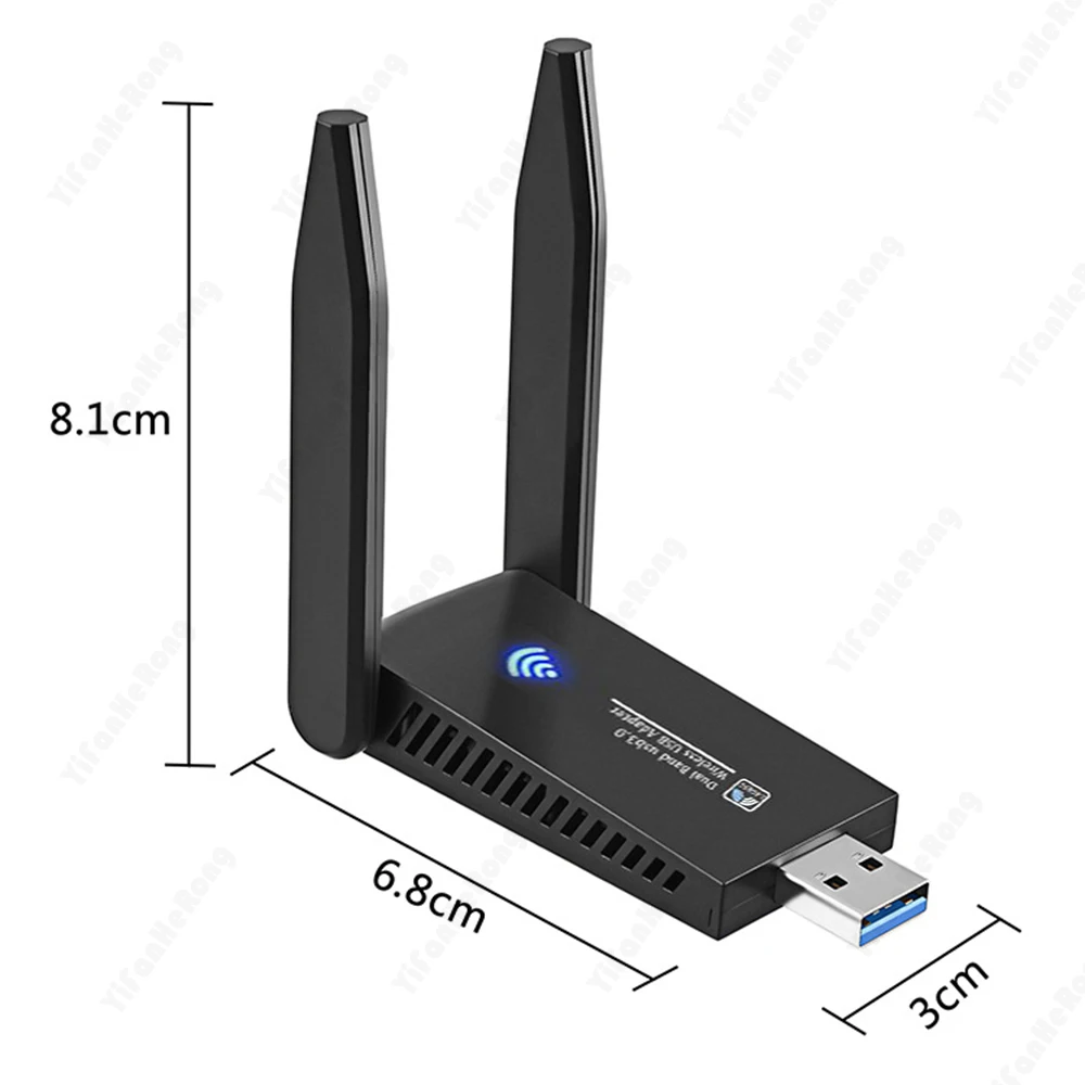 USB 와이파이 어댑터 1300Mbps RTL8812BU 듀얼 밴드 PC용 블랙 이더넷 와이파이 동글 외부 안테나 와이파이 수신기 네트워크 카드