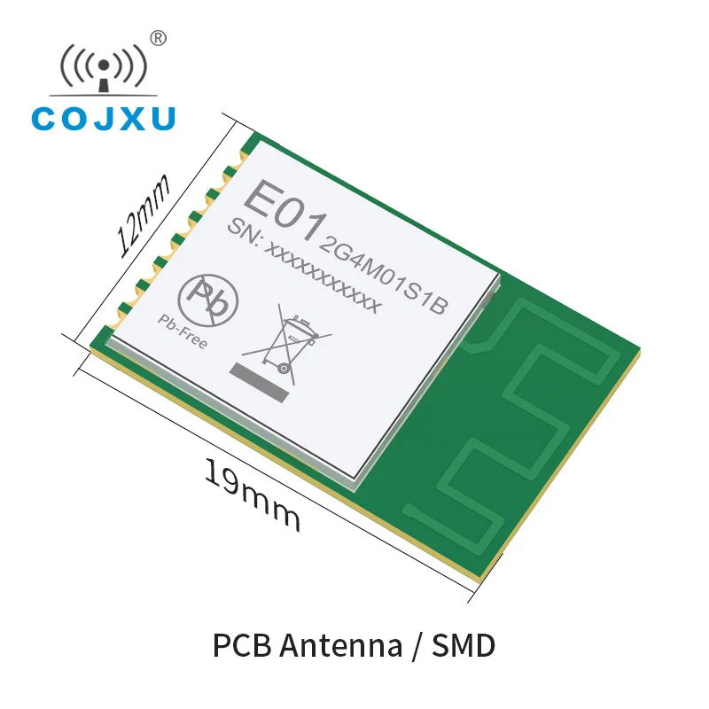 PCB 안테나 SPI 모듈 SMD 스몰 사이즈 크리스탈 발진기, 송신기 및 리시버 E01-2G4M01S1B, 2.4GHz, 5dBm, 200m