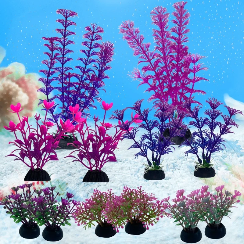 Artificial Aquarium Decor Plants 12PCS Water Weeds Ornament Aquatic Plant Fish Tank Grass Decoration Accessories